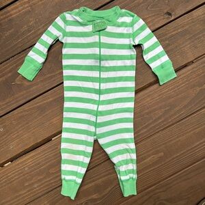 Hanna Andersson Green and White Striped Kids Pajamas